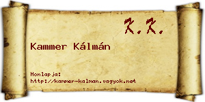 Kammer Kálmán névjegykártya